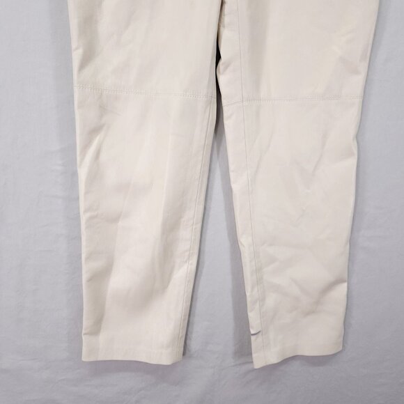 Nanushka Vegan Leather Pants Size XS Taper Ivory High Rise Pockets - Picture 12 of 16